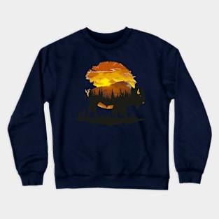 Great American Bison Buffalo Vintage Retro Sunset Crewneck Sweatshirt